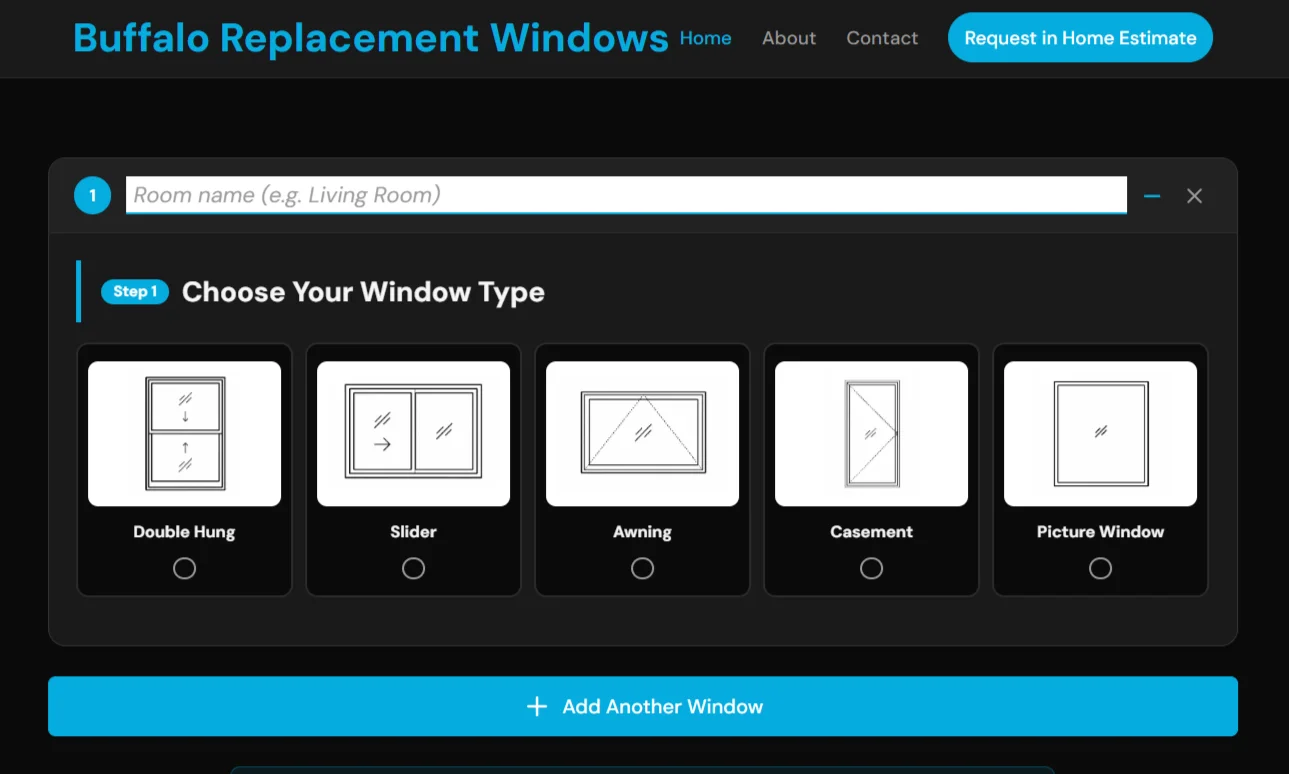 choose you window type: double hung, casement, awning, sliding, or picture windows
